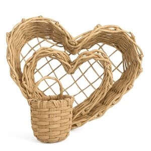 Vintage heart baskets Shabby Chic decor Nesting baskets wicker heart basket